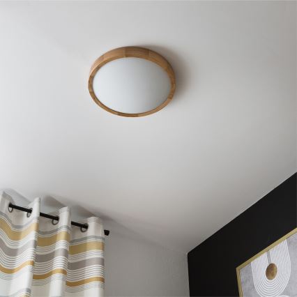 Brilagi - LED RGBW dimbare plafondlamp CARVALHO SLIM 2xE27/15W/230V 2700-6500K Wi-Fi eiken Ø 37 cm