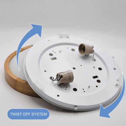 Brilagi - LED RGBW dimbare plafondlamp CARVALHO SLIM 2xE27/15W/230V 2700-6500K Wi-Fi eiken Ø 37 cm