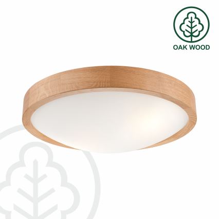 Brilagi - LED RGBW dimbare plafondlamp CARVALHO SLIM 2xE27/15W/230V 2700-6500K Wi-Fi eiken Ø 37 cm