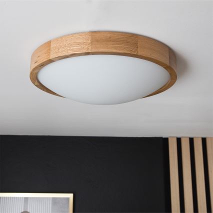 Brilagi - LED RGBW dimbare plafondlamp CARVALHO SLIM 2xE27/9W/230V 2700-6500K Wi-Fi eiken Ø 37 cm
