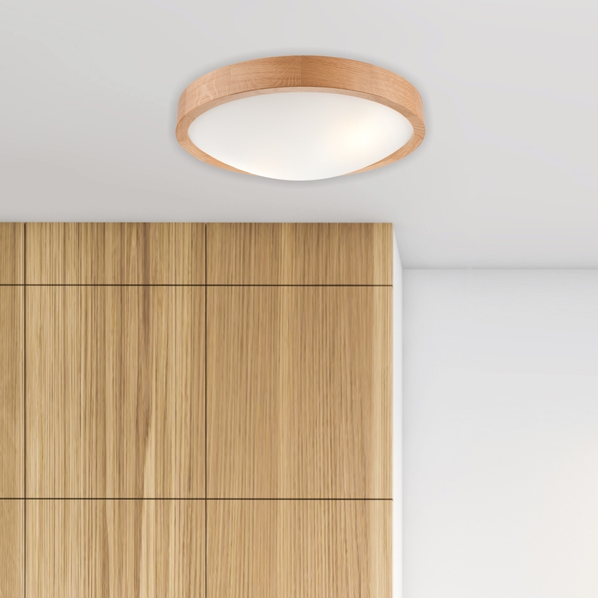 Brilagi - LED RGBW dimbare plafondlamp CARVALHO SLIM 2xE27/9W/230V 2700-6500K Wi-Fi eiken Ø 37 cm