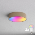 BRILAGI - LED RGBW dimbare plafondlamp CLARE 2xE27/12W/230V 2700-6500K Ø 30 cm beige