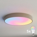 BRILAGI - LED RGBW dimbare plafondlamp CLARE 5xE27/12W/230V 2700–6500K Ø 60 cm Wi‑Fi beige