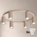 Brilagi - LED RGBW dimbare plafondlamp SELE 6xGU10/6,5W/230V 2700-6500K beige + afstandsbediening