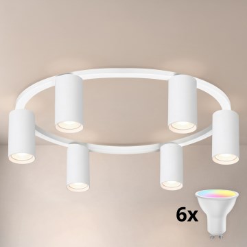 Brilagi - LED RGBW dimbare plafondlamp SELE 6xGU10/6,5W/230V 2700-6500K wit + afstandsbediening