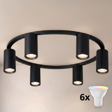 Brilagi - LED RGBW dimbare plafondlamp SELE 6xGU10/6,5W/230V 2700-6500K zwart + afstandsbediening