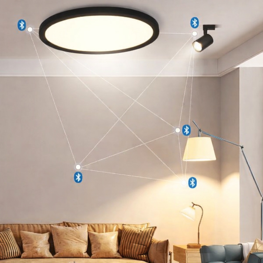 Brilagi - LED RGBW dimbare plafondlamp VIBE, 24 W/230 V, 3000–6500 K, Ø 29 cm, zwart + afstandsbediening