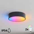 BRILAGI - LED RGBW dimbare plafondlamp voor badkamer CLARE 2xE27/12W/230V Ø 30 cm antraciet IP54