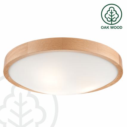 Brilagi - LED RGBW dimbare plafondlamp CARVALHO SLIM 3xE27/15W/230V 2700-6500K Wi-Fi eiken Ø 47 cm