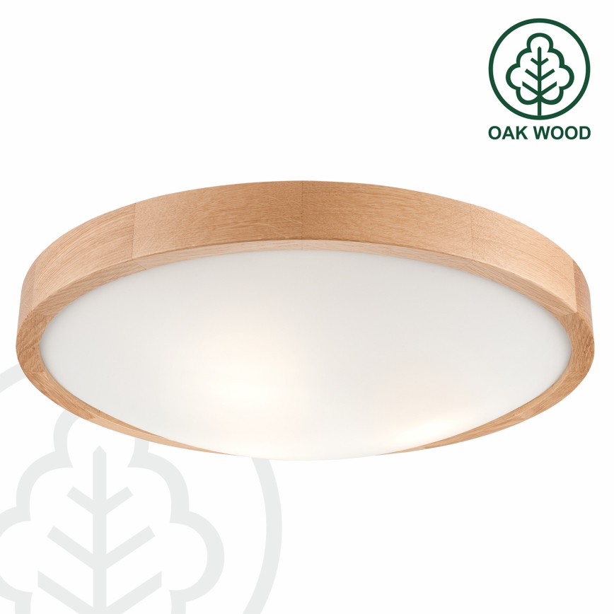 Brilagi - LED RGBW dimbare plafondlamp CARVALHO SLIM 3xE27/15W/230V 2700-6500K Wi-Fi eiken Ø 47 cm