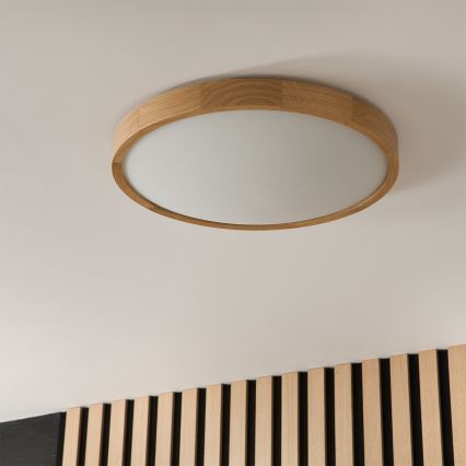 Brilagi - LED RGBW dimbare plafondlamp CARVALHO SLIM 3xE27/9W/230V 2700-6500K Wi-Fi eiken Ø 47 cm