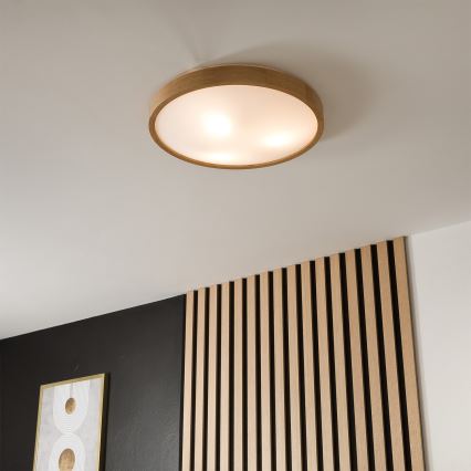 Brilagi - LED RGBW dimbare plafondlamp CARVALHO SLIM 3xE27/9W/230V 2700-6500K Wi-Fi eiken Ø 47 cm
