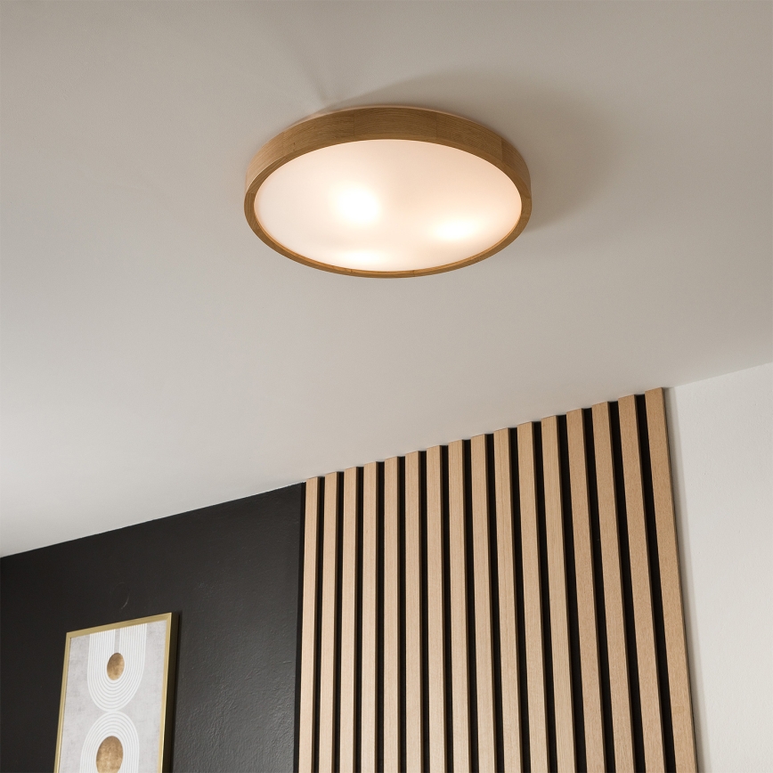 Brilagi - LED RGBW dimbare plafondlamp CARVALHO SLIM 3xE27/9W/230V 2700-6500K Wi-Fi eiken Ø 47 cm