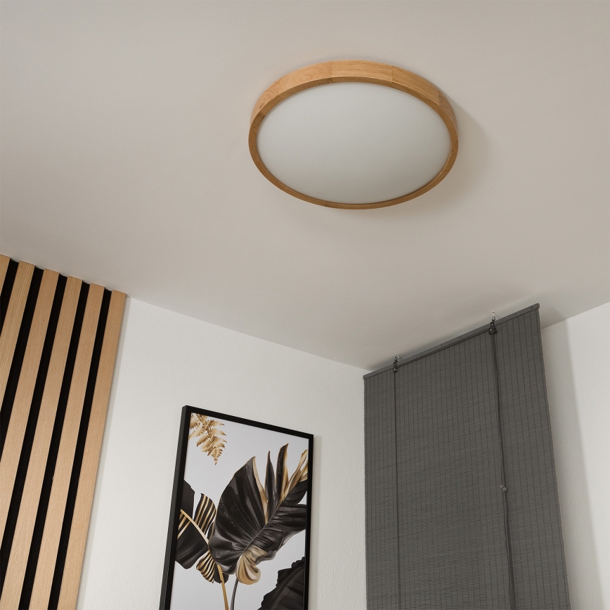 Brilagi - LED RGBW dimbare plafondlamp CARVALHO SLIM 3xE27/9W/230V 2700-6500K Wi-Fi eiken Ø 47 cm
