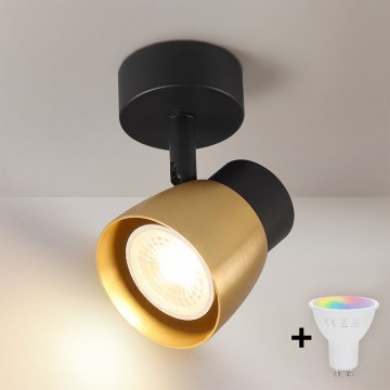 Brilagi - LED RGBW dimbare spot NUGGET 1xGU10/4,8W/230V zwart/goud