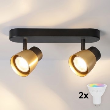 Brilagi - LED RGBW dimbare spot NUGGET 2xGU10/6W/230V 2700-6500K Wi-Fi zwart/goud