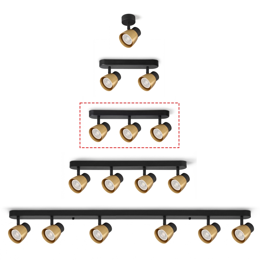Brilagi - LED RGBW dimbare spot NUGGET 3xGU10/6W/230V zwart/goud