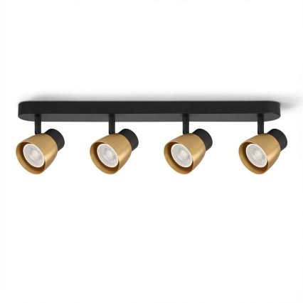 Brilagi - LED RGBW dimbare spotarmatuur NUGGET 4xGU10/4,8W/230V 3000K zwart/goud + afstandsbediening