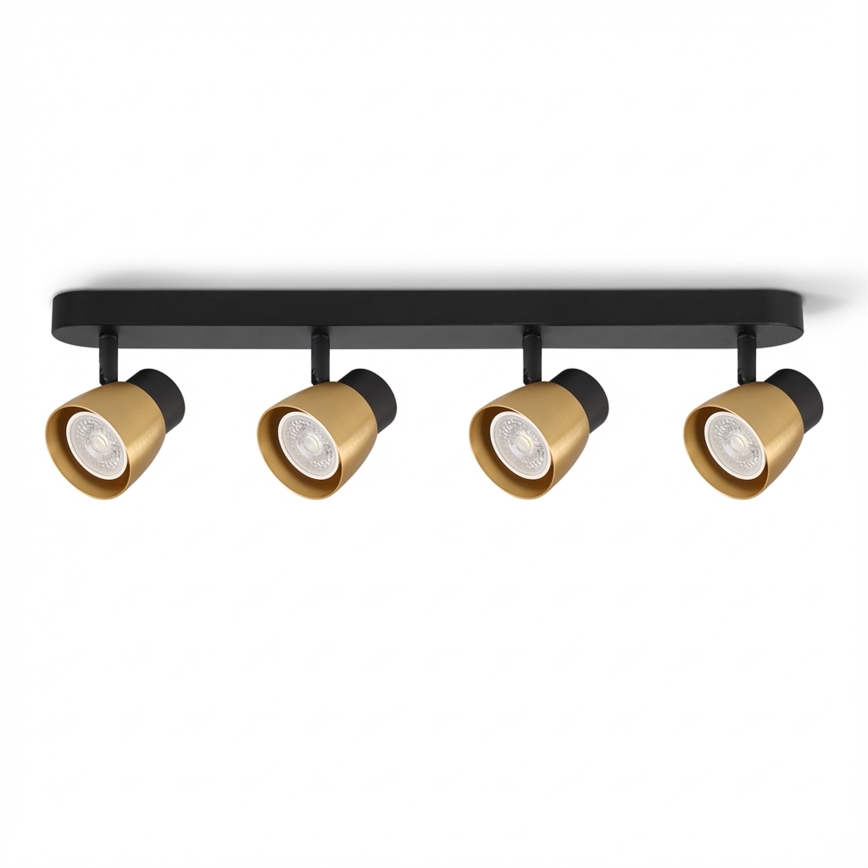 Brilagi - LED RGBW dimbare spotarmatuur NUGGET 4xGU10/4,8W/230V 3000K zwart/goud + afstandsbediening