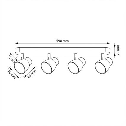 Brilagi - LED RGBW dimbare spotarmatuur NUGGET 4xGU10/4,8W/230V 3000K zwart/goud + afstandsbediening