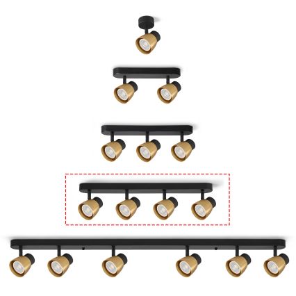 Brilagi - LED RGBW dimbare spotarmatuur NUGGET 4xGU10/6W/230V 3000K zwart/goud + afstandsbediening