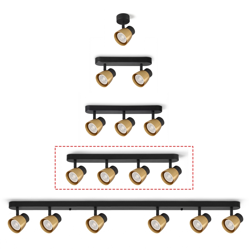 Brilagi - LED RGBW dimbare spotarmatuur NUGGET 4xGU10/6W/230V 3000K zwart/goud + afstandsbediening