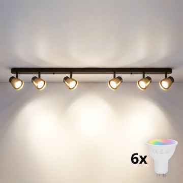 Brilagi - LED RGBW dimbare spot NUGGET 6xGU10/6W/230V 2700-6500K Wi-Fi zwart/goud