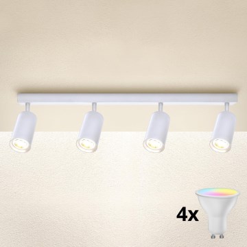 Brilagi - LED RGBW dimbare spot SELE 4xGU10/4,8W/230V 3000K wit + afstandsbediening