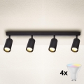Brilagi - LED RGBW dimbare spot SELE 4xGU10/4,8W/230V 3000K zwart + afstandsbediening