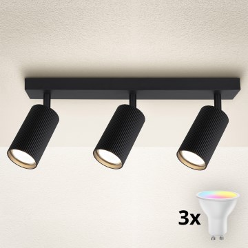 Brilagi - LED RGBW dimbare spot SELE MODERN 3xGU10/4,8W/230V 3000K zwart + afstandsbediening