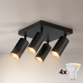 Brilagi - LED RGBW dimbare spot SELE SQUARE 4xGU10/6,5W/230V 2700-6500K zwart/goud