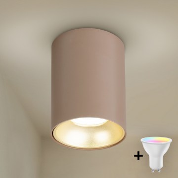 Brilagi - LED RGBW dimbare spot TRINE 1xGU10/6W/230V 3000K beige/goud + afstandsbediening