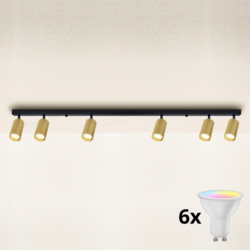 Brilagi - LED RGBW dimbare spotarmatuur SELE GOLDEN 6xGU10/6,5W/230V 2700-6500K zwart/goud