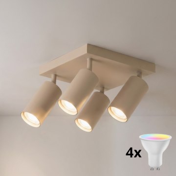 Brilagi - LED RGBW dimbare spotarmatuur SELE SQUARE 4xGU10/6,5W/230V 2700-6500K beige