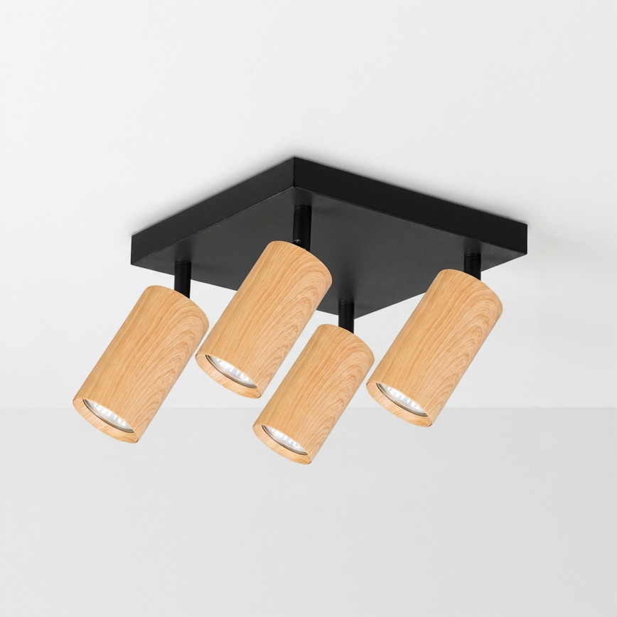Brilagi - LED RGBW dimbaar spotarmatuur SELE SQUARE 4xGU10/6,5W/230V 2700-6500K zwart/eikendecor