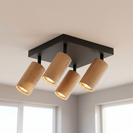 Brilagi - LED RGBW dimbaar spotarmatuur SELE SQUARE 4xGU10/6,5W/230V 2700-6500K zwart/eikendecor
