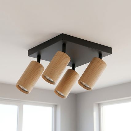 Brilagi - LED RGBW dimbaar spotarmatuur SELE SQUARE 4xGU10/6,5W/230V 2700-6500K zwart/eikendecor
