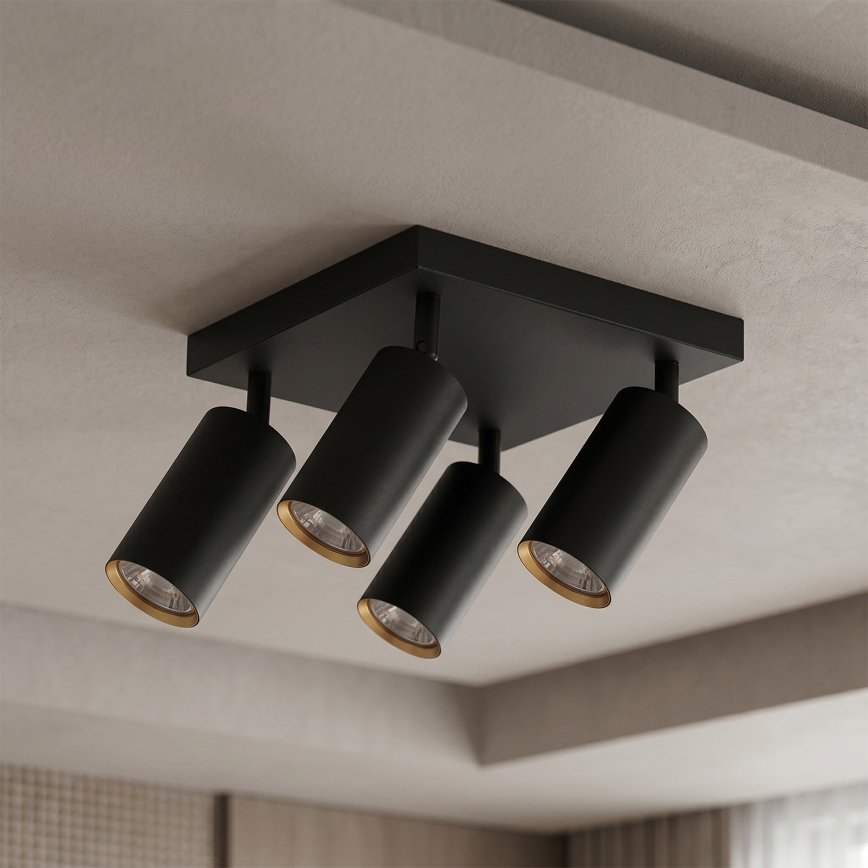 Brilagi - LED RGBW dimbare spot SELE SQUARE 4xGU10/6,5W/230V 2700-6500K zwart/goud