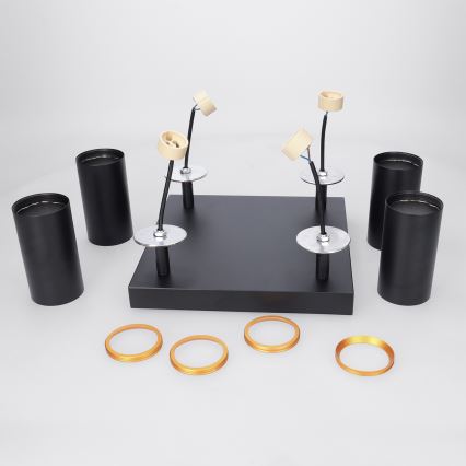 Brilagi - LED RGBW dimbare spot SELE SQUARE 4xGU10/6,5W/230V 2700-6500K zwart/goud