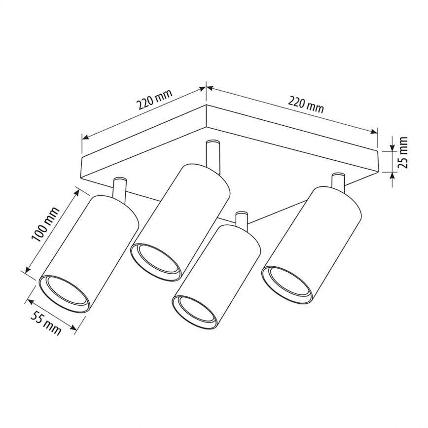 Brilagi - LED RGBW dimbare spot SELE SQUARE 4xGU10/6,5W/230V 2700-6500K zwart/goud