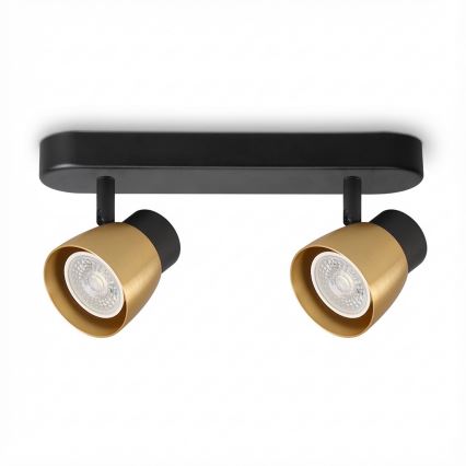 Brilagi - LED RGBW dimbare spot NUGGET 2xGU10/6W/230V 3000K zwart/goud + afstandsbediening