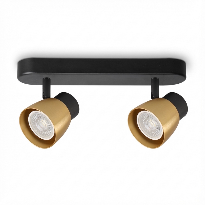 Brilagi - LED RGBW dimbare spot NUGGET 2xGU10/6W/230V 3000K zwart/goud + afstandsbediening