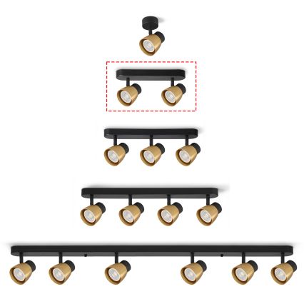 Brilagi - LED RGBW dimbare spot NUGGET 2xGU10/6W/230V 3000K zwart/goud + afstandsbediening