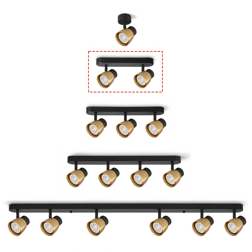 Brilagi - LED RGBW dimbare spot NUGGET 2xGU10/6W/230V 3000K zwart/goud + afstandsbediening