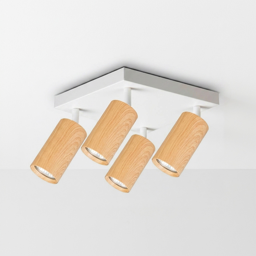 Brilagi - LED RGBW dimbare spot SELE SQUARE 4xGU10/6,5W/230V 2700-6500K wit/eiken decor