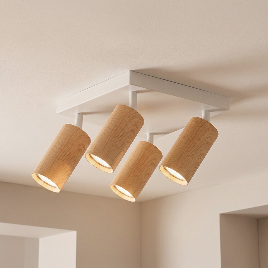 Brilagi - LED RGBW dimbare spot SELE SQUARE 4xGU10/6,5W/230V 2700-6500K wit/eiken decor