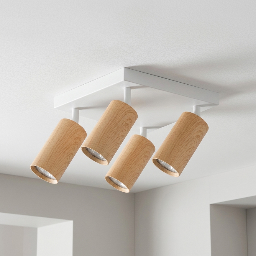 Brilagi - LED RGBW dimbare spot SELE SQUARE 4xGU10/6,5W/230V 2700-6500K wit/eiken decor
