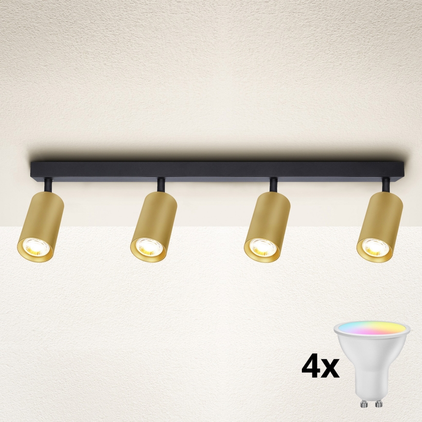 Brilagi - LED RGBW dimbare spots SELE GOLDEN 4xGU10/6,5W/230V 2700-6500K zwart/goud