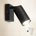 Brilagi - LED RGBW dimbare wandspot met schakelaar SELE 1xGU10/4,8W/230V 3000K zwart + afstandsbediening