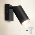 Brilagi - LED RGBW dimbare wandspot met schakelaar SELE 1xGU10/4,8W/230V 3000K zwart/goud + afstandsbediening